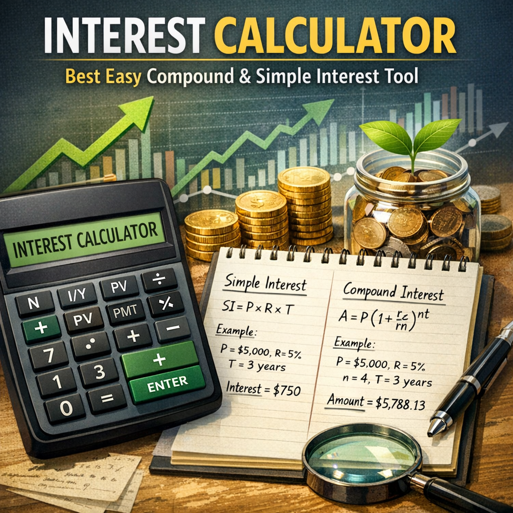 Illustration of Interest Calculator: Best Easy Compound & Simple Interest Tool