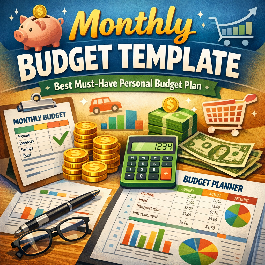 Illustration of Monthly Budget Template: Best Must-Have Personal Budget Plan