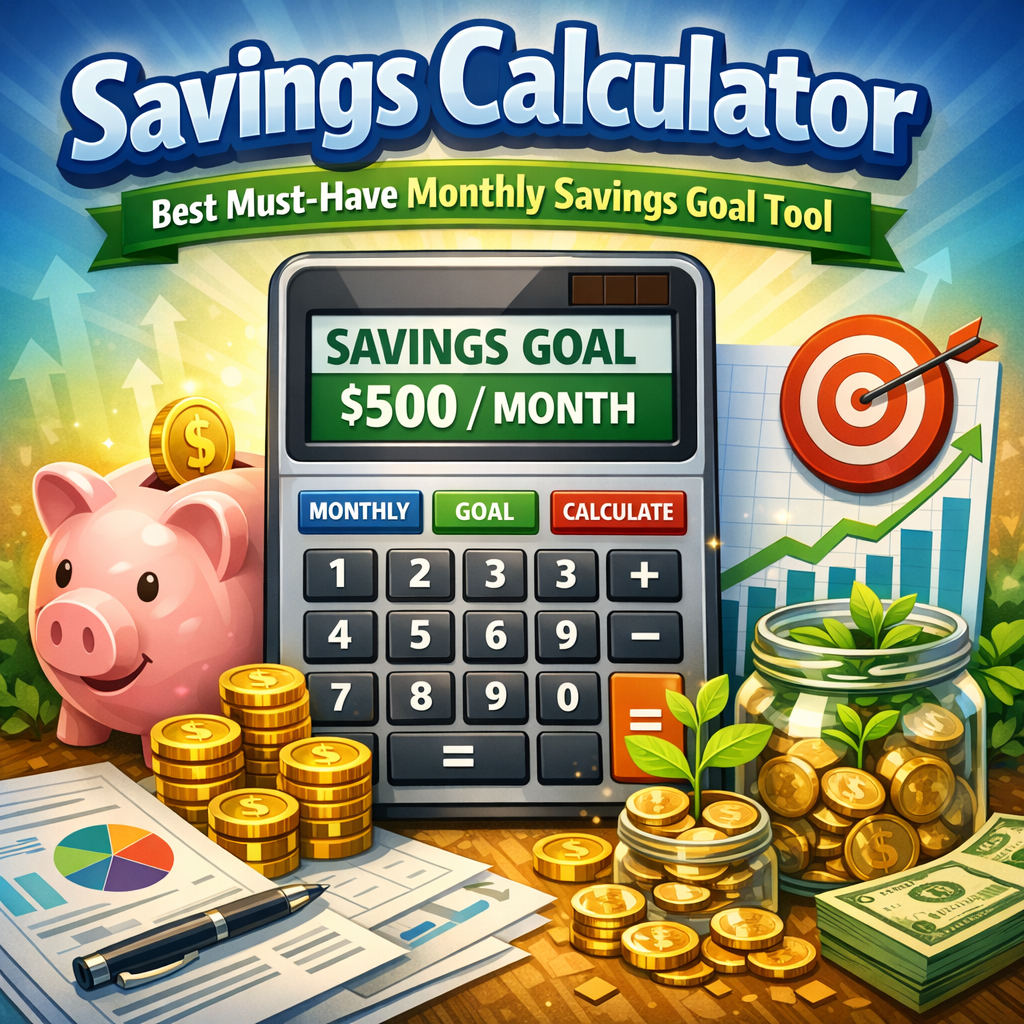 Illustration of Savings Calculator: Best Must-Have Monthly Savings Goal Tool
